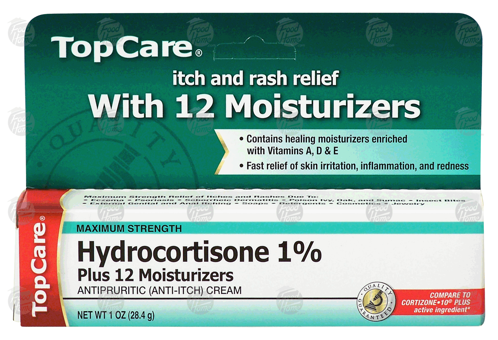 Top Care  hydrocortisone 1% cream plus 12 moisturizers, antipruritic, enriched with vitamins a,d, and e Full-Size Picture